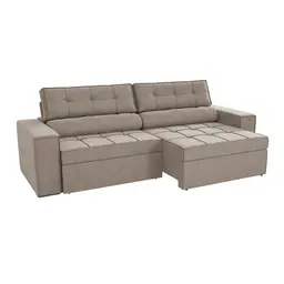 Sofá 4 Lugares Retrátil e Reclinável Lanus Veludo Cinza Claro 270 cm