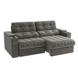 Sofá 4 Lugares Retrátil e Reclinável Premier Veludo Chumbo