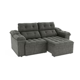 Sofá 4 Lugares Retrátil e Reclinável Sierra Molas Veludo Chumbo 265 cm