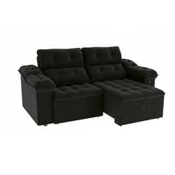 Sofá 4 Lugares Retrátil e Reclinável Sierra Molas Veludo Preto 265 cm