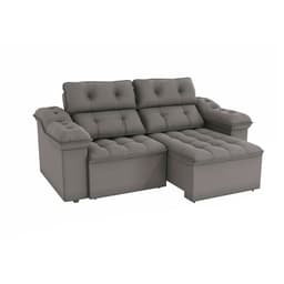 Sofá 4 Lugares Retrátil e Reclinável Sierra Molas Veludo Titânio 265 cm