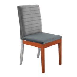 Assento Simples Iguatemi Madeira Maciça Avelã Linho Cinza