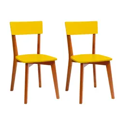 Conjunto com 2 Cadeiras Tóquio Castanho e Amarela
