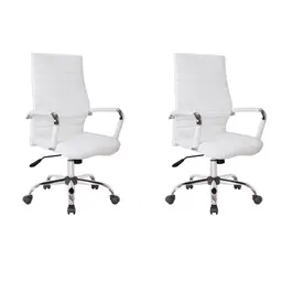 Conjunto com 2 Cadeiras de Escritório Diretor Giratórias Cleaner Branco