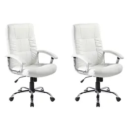 Conjunto com 2 Cadeiras de Escritório Presidente Giratórias Office Plus Branco