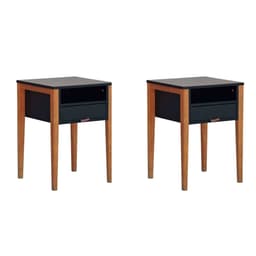 Conjunto com 2 Mesas de Cabeceira Nick 1 Gaveta Preto e Avelã