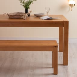 Conjunto de Mesa de Jantar com 2 Bancos Macaúba Madeira Maciça Amêndoa