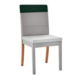 Encosto Faixa Iguatemi Madeira Maciça Avelã Linho Cinza e Chumbo Esverdeado