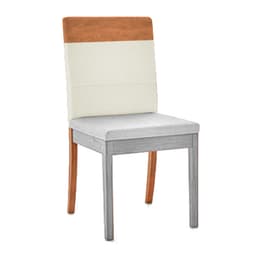 Encosto Faixa Iguatemi Madeira Maciça Avelã Linho Cru e Corino Caramelo