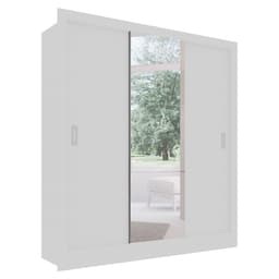 Guarda-Roupa Casal Luiza 3 Portas 2 Gavetas com 1 Espelho Branco