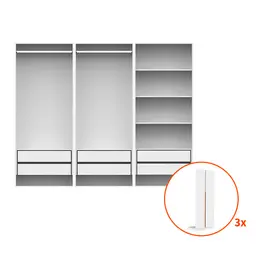 Guarda-Roupa Modulado com 2 Cabideiros e 4 Prateleiras New Tuyo 6 Portas Articuladas 6 Gavetas 270 cm