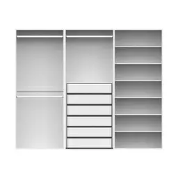 Guarda-Roupa Modulado com 3 Cabideiros e 6 Prateleiras New Tuyo 6 Gavetas Branco 270 cm