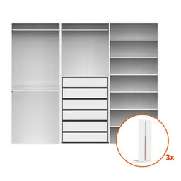 Guarda-Roupa Modulado com 3 Cabideiros e 6 Prateleiras New Tuyo 6 Portas Articuladas 6 Gavetas 270 cm