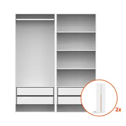 Guarda-Roupa Modulado com Cabideiro e Prateleiras New Tuyo 4 Portas Articuladas 4 Gavetas Branco 180 cm