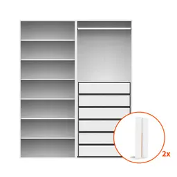 Guarda-Roupa Modulado com Cabideiro e Prateleiras New Tuyo 4 Portas Articuladas 6 Gavetas Branco 180 cm