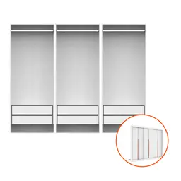 Guarda-Roupa Modulado com Cabideiros Tuyo 3 Portas de Correr 6 Gavetas Branco 274 cm