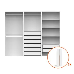 Guarda-Roupa Modulado com Cabideiros e Prateleiras New Tuyo 6 Portas Articuladas 8 Gavetas Branco 270 cm
