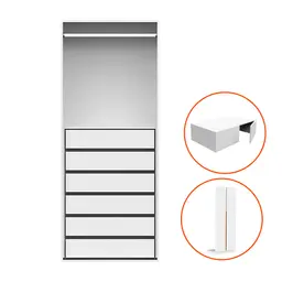 Guarda-Roupa Modulado com Maleiro e Cabideiro New Tuyo 4 Portas Articuladas 6 Gavetas Branco 90 cm