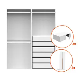 Guarda-Roupa Modulado com Maleiros e Cabideiros New Tuyo 8 Portas Articuladas 6 Gavetas Branco 180 cm