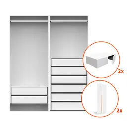 Guarda-Roupa Modulado com Maleiros e Cabideiros New Tuyo 8 Portas Articuladas 8 Gavetas Branco 180 cm