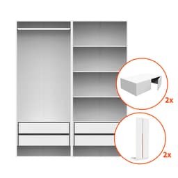 Guarda-Roupa Modulado com Maleiros, Cabideiro e Prateleiras New Tuyo 8 Portas Articuladas 4 Gavetas Branco 180 cm