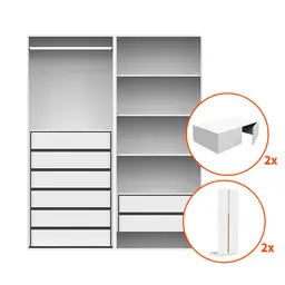 Guarda-Roupa Modulado com Maleiros, Cabideiro e Prateleiras New Tuyo 8 Portas Articuladas 8 Gavetas 180 cm