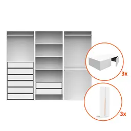 Guarda-Roupa Modulado com Maleiros, Cabideiros e Prateleiras New Tuyo 12 Portas Articuladas 8 Gavetas Branco 270 cm
