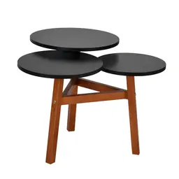 Mesa Lateral Redonda Jabuticaba Preta e Amêndoa