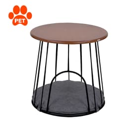 Mesa Lateral Redonda Toca para Pet Amêndoa e Preta