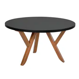 Mesa de Centro Redonda Ipiranga Amêndoa e Preta