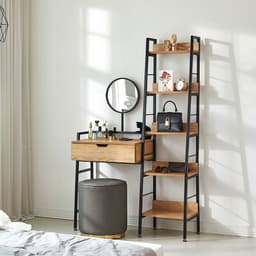 Penteadeira com Espelho 1GV 5 PRT Naarden Acácia e Preta 100 cm