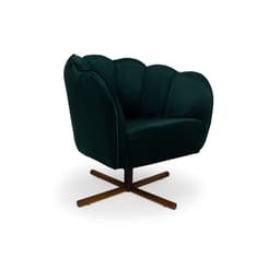 Poltrona Ariel Giratória Suede Esmeralda e Castanho