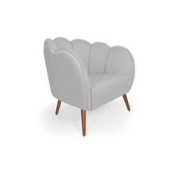 Poltrona Ariel Pé Palito Linho Creme e Cobre