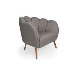 Poltrona Ariel Pé Palito Linho Fendi e Cobre