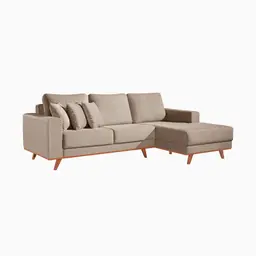 Sofá 3 Lugares Lombok com Chaise Direito Veludo Camurça