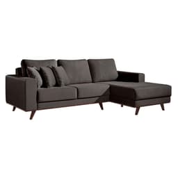 Sofá 3 Lugares Lombok com Chaise Direito Veludo Grafite