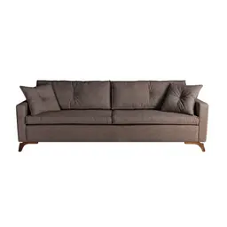 Sofá 3 Lugares Viena Veludo Marrom 190 cm