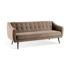 Sofá-Cama Casal 3 Lugares Beatriz Veludo Bege