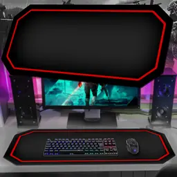 Tapete Mousepad Protetor De Mesa Gamer Borda Vermelho - 70x35cm