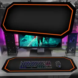 Tapete Mousepad Protetor De Mesa Gamer Preto Borda Laranja - 70x35cm