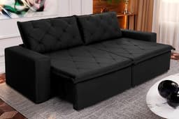 Sofá Cama Bangkok Sem Caixa 2,70m Retrátil e Reclinável Com Molas Velut Preto- King House