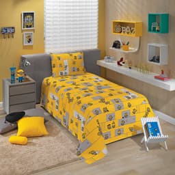 Jogo de Cama Solteiro Minions Amarelo com 2 peças Lepper