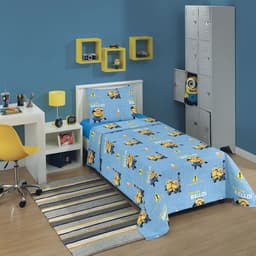 Jogo de Cama Solteiro Minions Azul com 2 peças Lepper