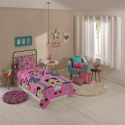 Jogo de cama Solteiro LOL Rosa Microfibra 3 peças - Lepper