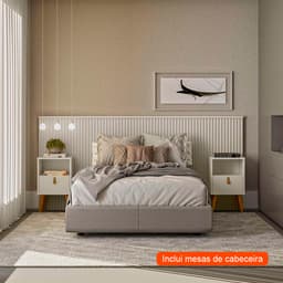 Cabeceira King Laranjeiras com 2 Mesas de Apoio Búzios 2 GV Off White