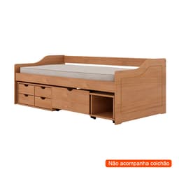 Cama Solteiro Floro Madeira Maciça Amêndoa