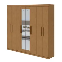 Guarda-Roupa Casal com Espelho Andara 8 Portas 4 Gavetas Amêndoa