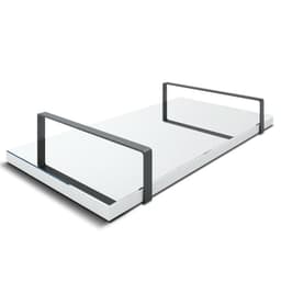 Bandeja Espelhada 25x50cm Borda Infinita Branca Com Alça Preta