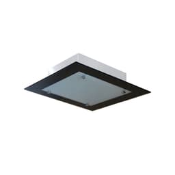 Lustre Luminária Plafon de Vidro Preto sobrepor para 02 Lâmpadas Quadrado 30cm - Ideal para Sala, Quarto, Cozinha, Banheiro, Lavanderia, Quintal