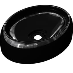 Cuba de Apoio Oval Para Banheiro Lavabo C01 Capri O39 Preto - Lyam Decor